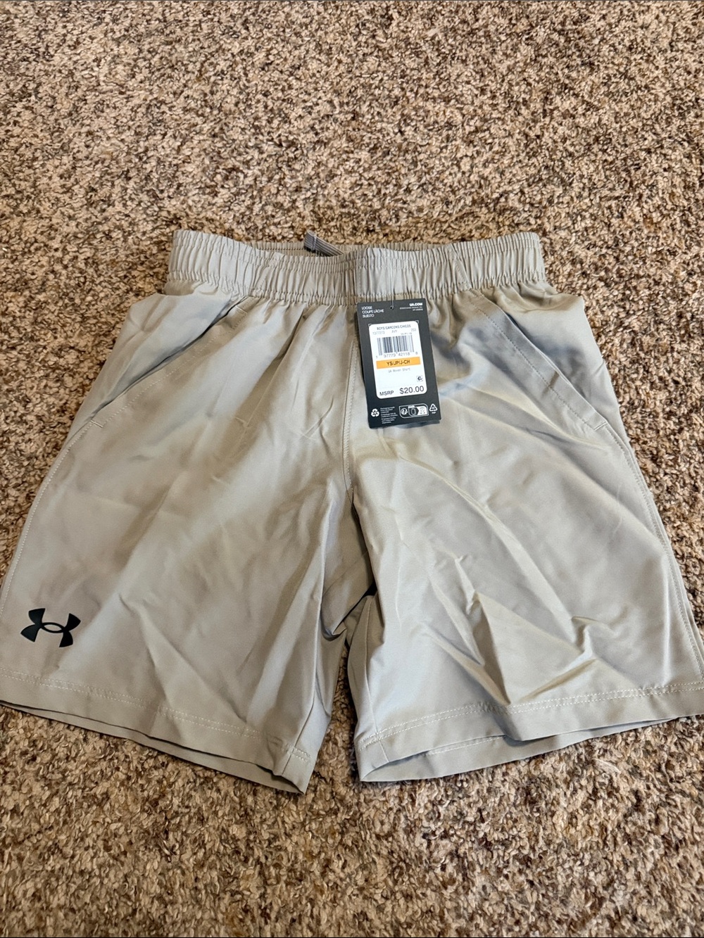 Under Armour Kids Beige Athletic Shorts with Logo